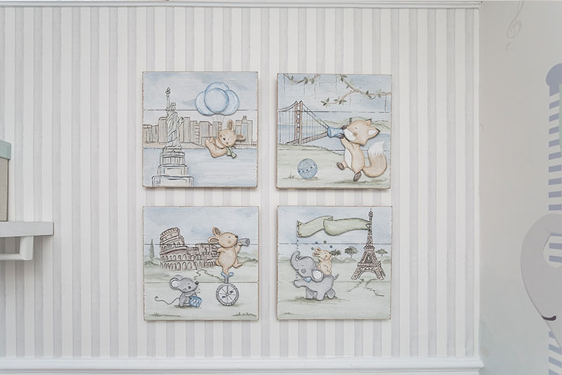 Quarto de Menino Banda de Animais Malva quadros