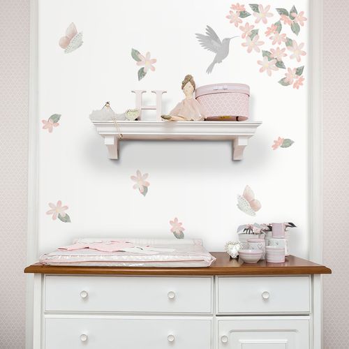 Adesivo de Parede Infantil Floral LIV Rosa