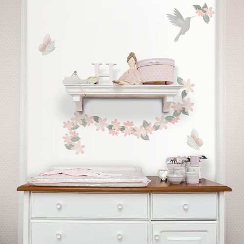 Adesivo de Parede Infantil Floral LIV Rosa