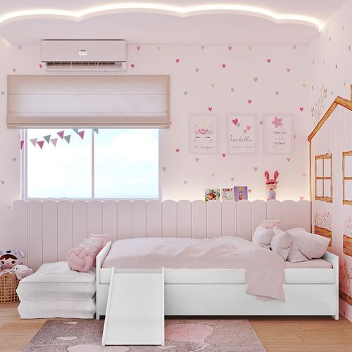 Cama Up 2 em 1 com Cama Auxiliar e Escorregador Branco