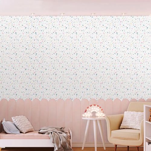 Papel de Parede Infantil Cerca com Granilite Rosa Claro - Mural