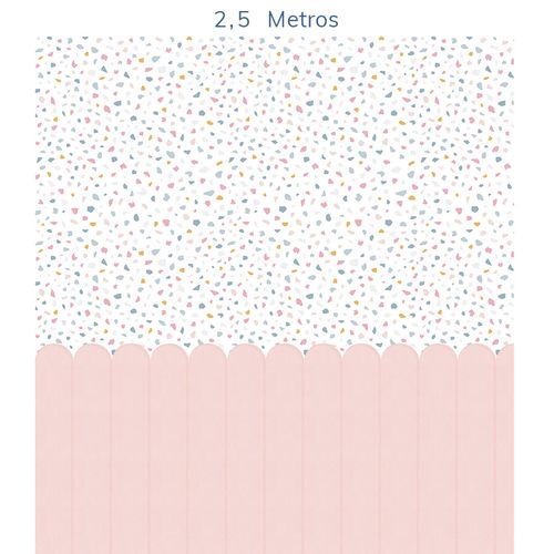 Papel de Parede Infantil Cerca com Granilite Rosa Claro - Mural