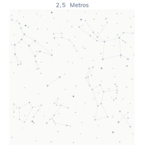Papel de Parede Infantil Constelações Fundo Branco Azul Clássico - Mural