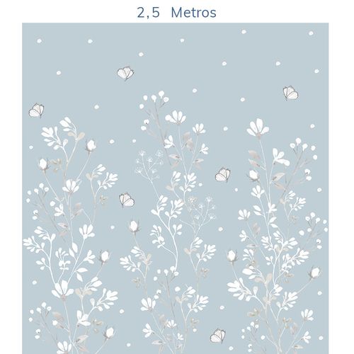Papel de Parede Infantil Floral Classic Azul Claro - Mural