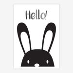 Quadro-Infantil-Coelho-Hello-Preto-1