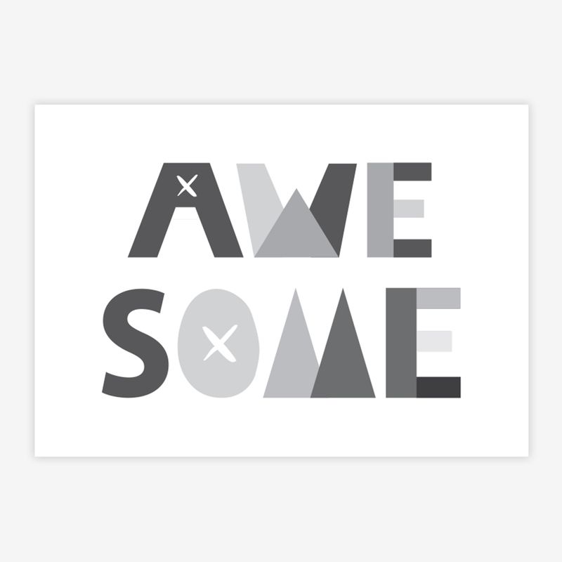 Quadro-Infantil-Letras-Awesome-Cinza-1
