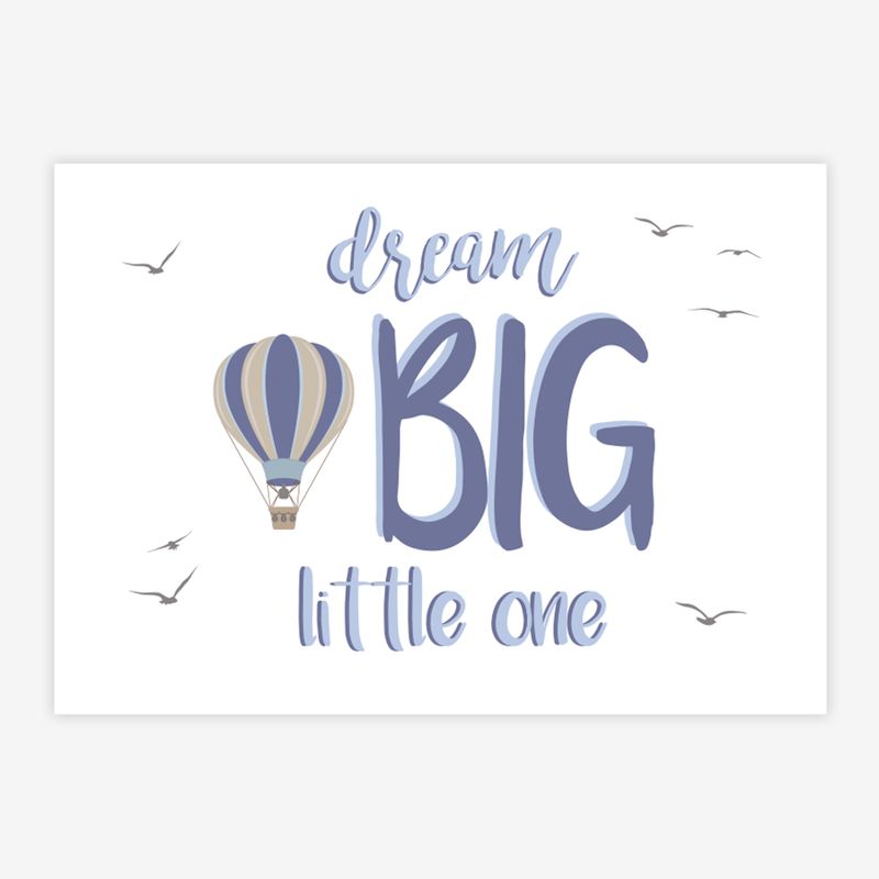 Quadro-Infantil-Balao-Dream-Big-Little-One-Azul-1
