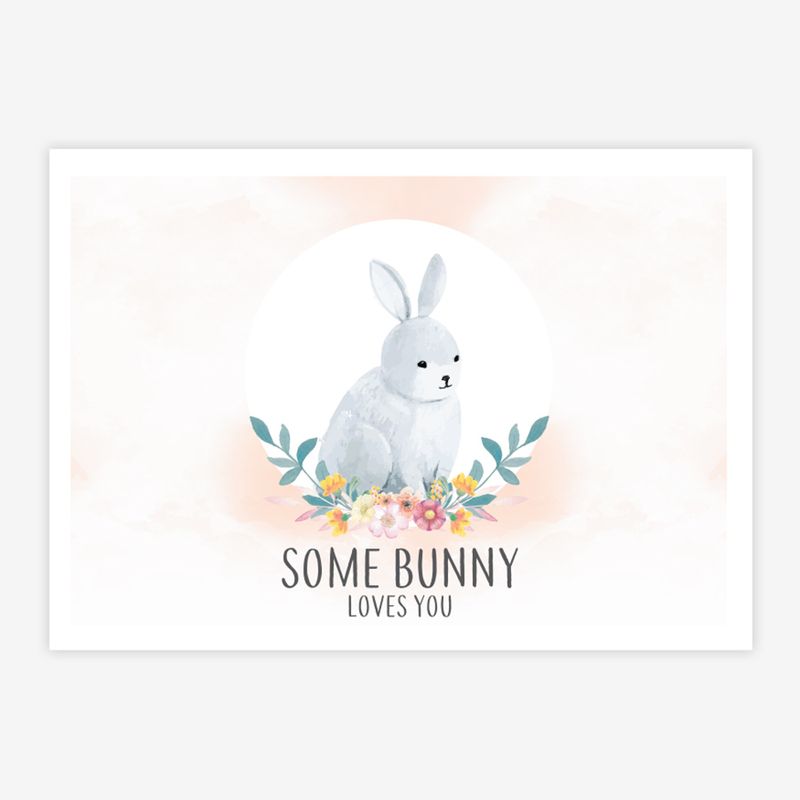Quadro-Infantil-Coelho-Bunny-Loves-You-Salmao-1