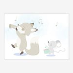 Quadro-Infantil-Raposa-e-Ratinho-Musicos-Azul-1
