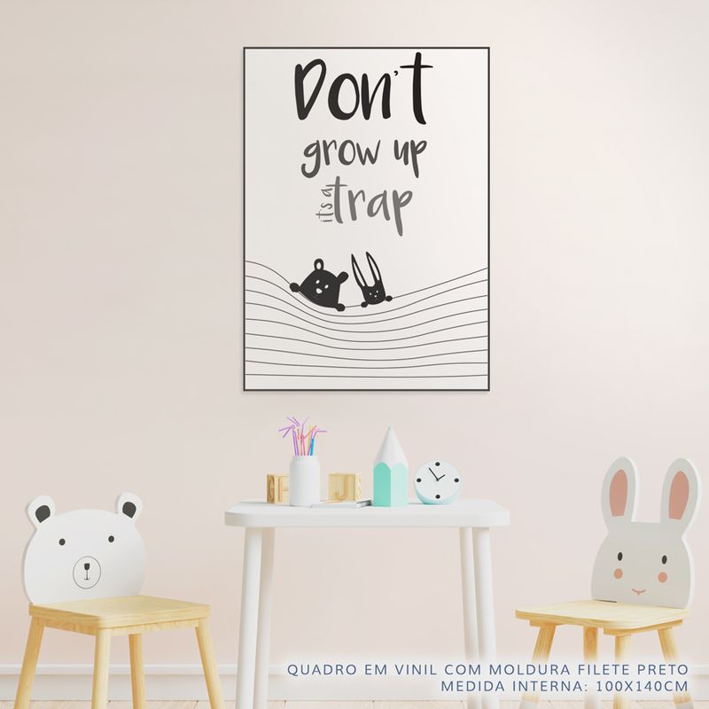 Quadro-Infantil-Animais-Don-t-Grow-Up-Preto-2