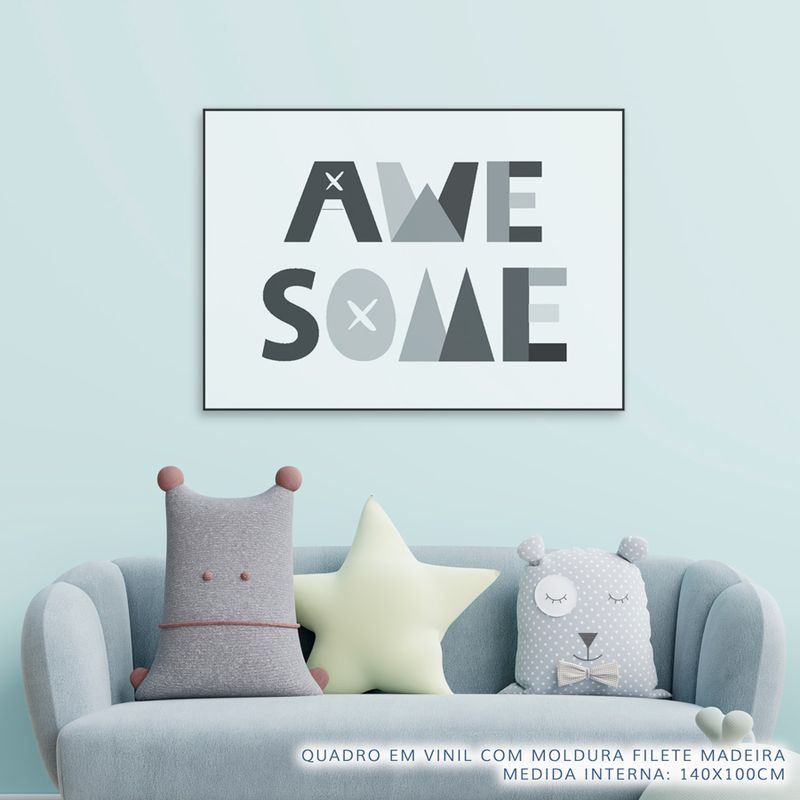 Quadro-Infantil-Letras-Awesome-Cinza-2