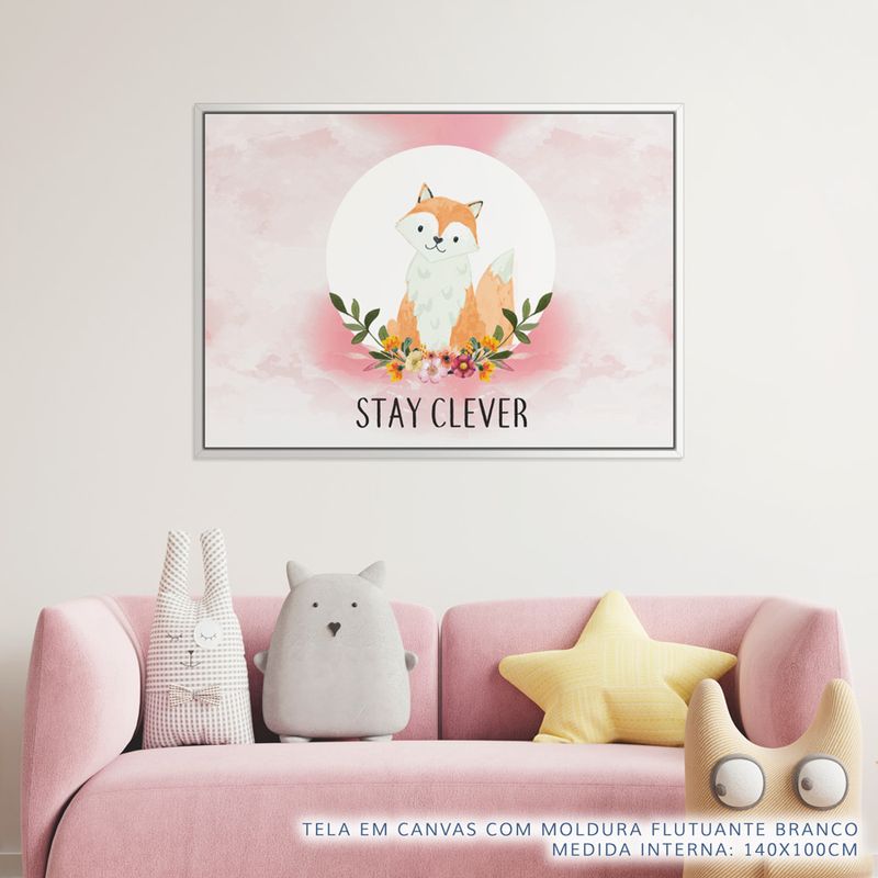 Quadro-Infantil-Raposa-Stay-Clever-Rosa-2