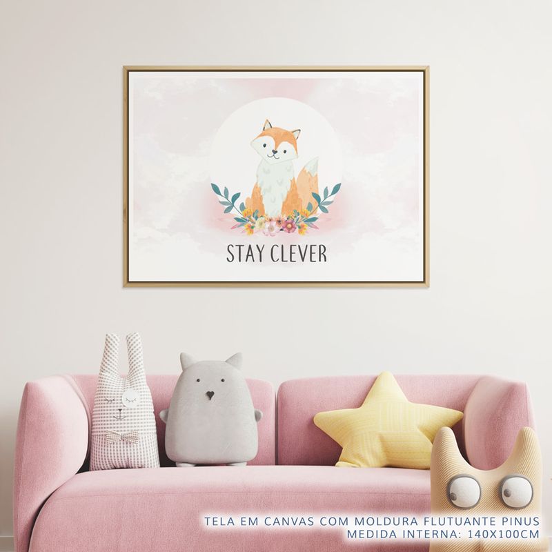 Quadro-Infantil-Raposa-Stay-Clever-Rosa-Bebe-2