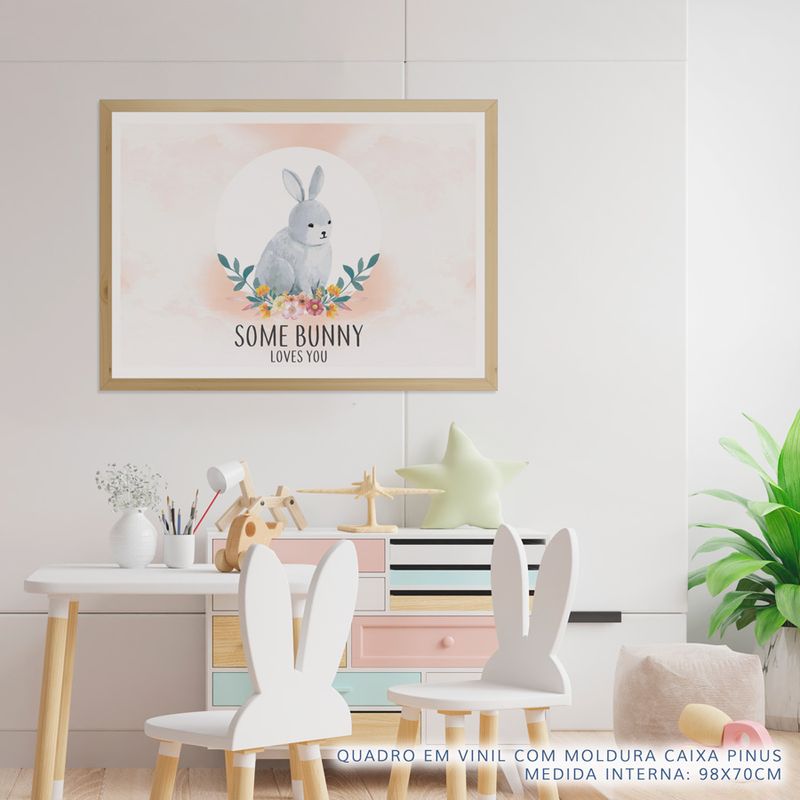 Quadro-Infantil-Coelho-Bunny-Loves-You-Salmao-2