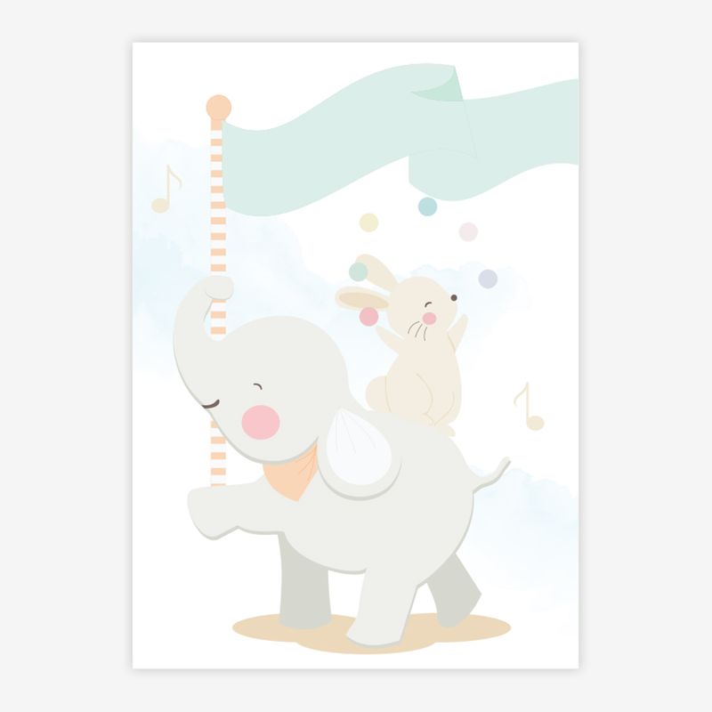 Quadro-Infantil-Elefante-e-Coelho-Malabarista-Malva-1
