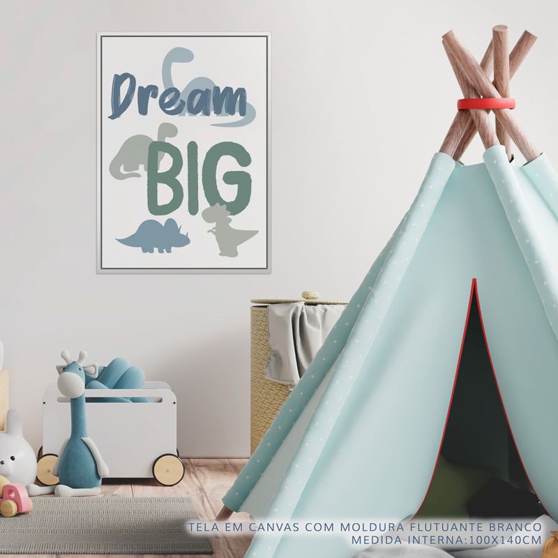 Quadro-Infantil-Dino-Dream-Big-Cinza-2