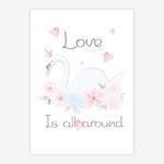 Quadro-Infantil-Aquarela-Cisne-Love-Rosa-1