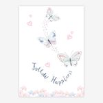 Quadro-Infantil-Aquarela-Borboletas-Follow-Happiness-Azul-1