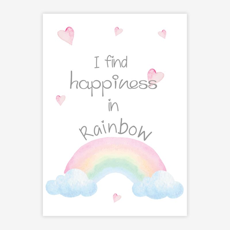 Quadro-Infantil-Aquarela-Arco-Iris-Happiness-Rosa-1