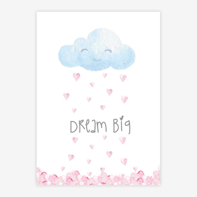 Quadro-Infantil-Aquarela-Chuva-Dream-Big-Rosa-1