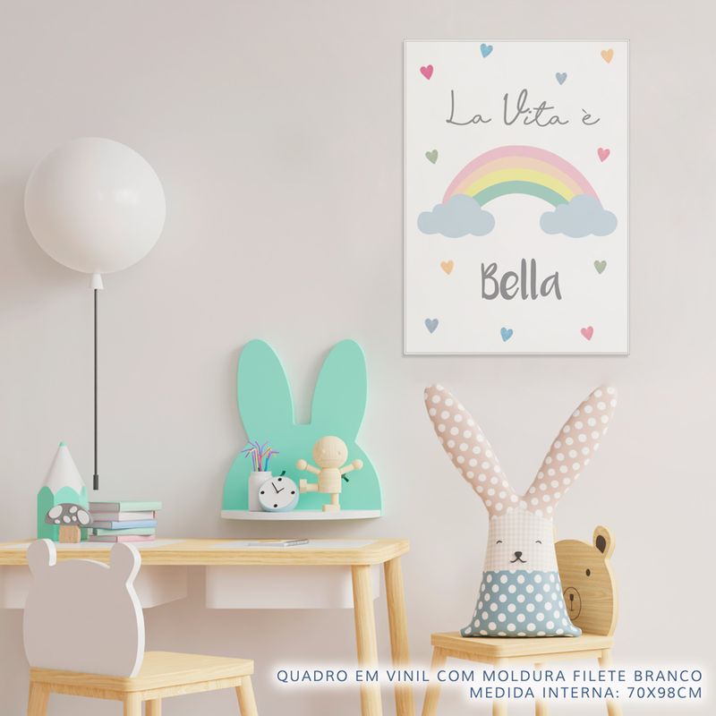 Quadro-Infantil-La-Vita-E-Bella-Color-Rosa-2