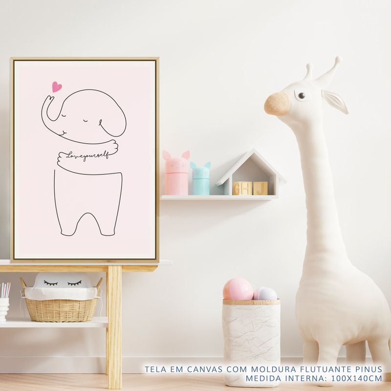 Quadro-Infantil-Elefante-Love-Yourself-Rosa-2