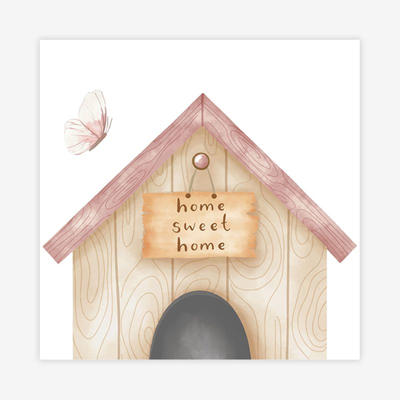 Quadro-Infantil-Casinha-Cachorro-Rosa-Quadrado-1