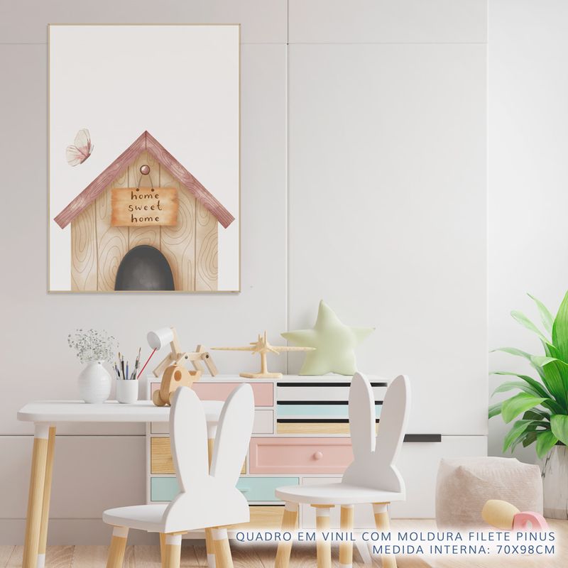 Quadro-Infantil-Casinha-Cachorro-Rosa-2