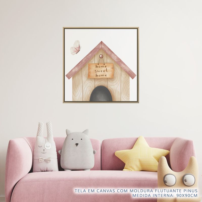 Quadro-Infantil-Casinha-Cachorro-Rosa-Quadrado-2