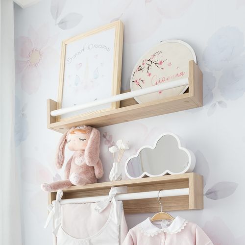 Prateleira de Livro Up 60cm Carvalho e Branco