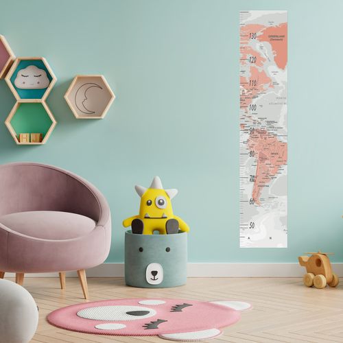 Régua de Crescimento Mapa Mundi Geopolítico Cinza