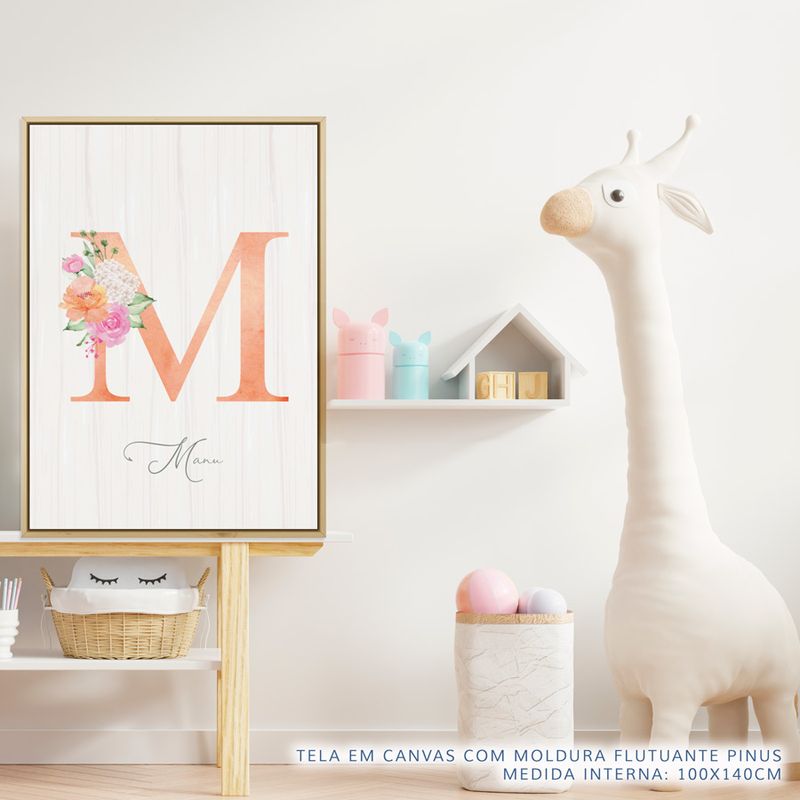 Quadro-Infantil-Floral-Letra-Coral-2