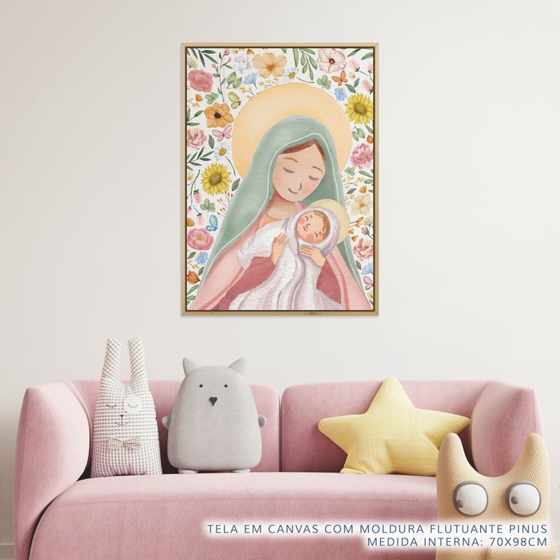 Quadro-Infantil-Nossa-Senhora-com-Flores-Color-2