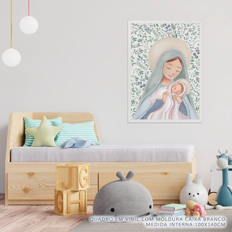 Quadro-Infantil-Nossa-Senhora-com-Folhas-Verde-2