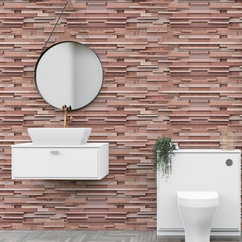 Papel de Parede Mosaico de Madeira