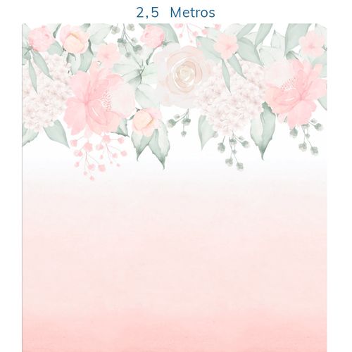 Papel de Parede Infantil Jardim com Rosas Aquarela Rosa - Mural
