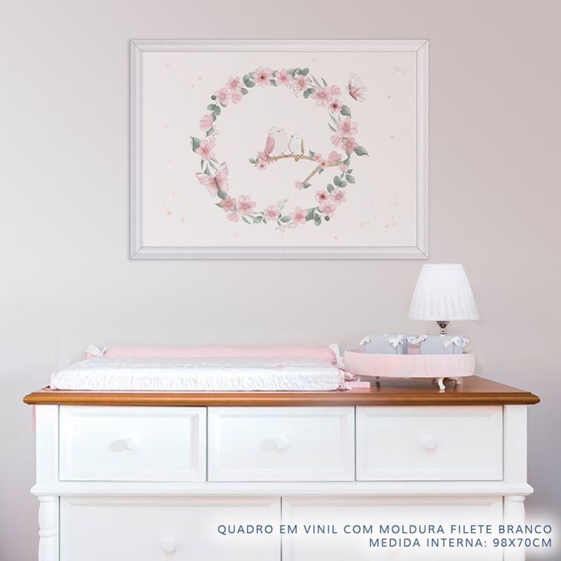 Quadro-Infantil-Jardim-Guirlanda-com-Passaros-Rosa-2