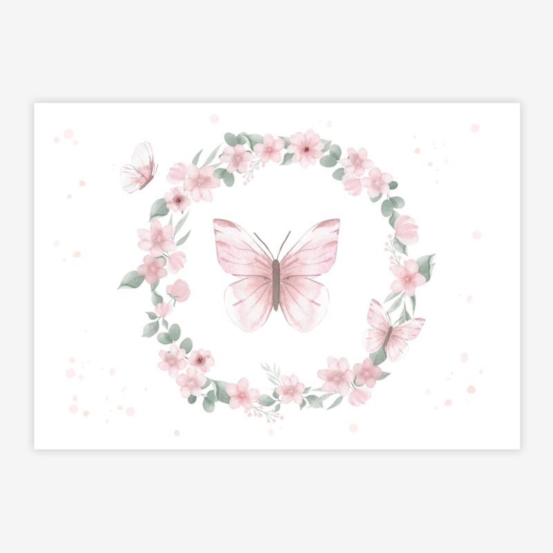 Quadro-Infantil-Jardim-Guirlanda-com-Borboletas-Rosa-1