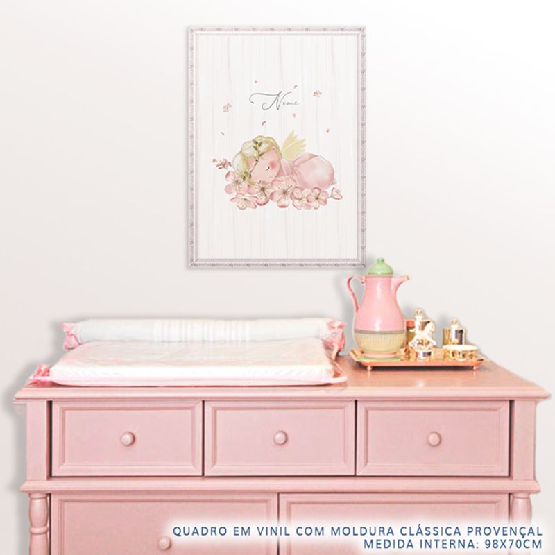 Quadro-Infantil-Anjinha-Dormindo-com-Nome-Rosa-2