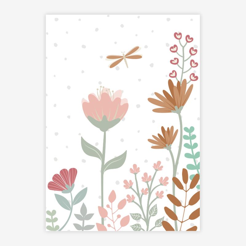Quadro-Infantil-Floral-Libelula-Tons-Terrosos-1