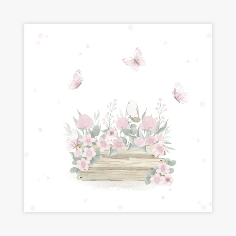 Quadro-Infantil-Jardim-Cesta-de-Flores-Rosa-1