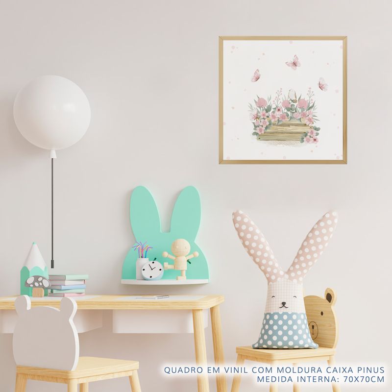Quadro-Infantil-Jardim-Cesta-de-Flores-Rosa-2