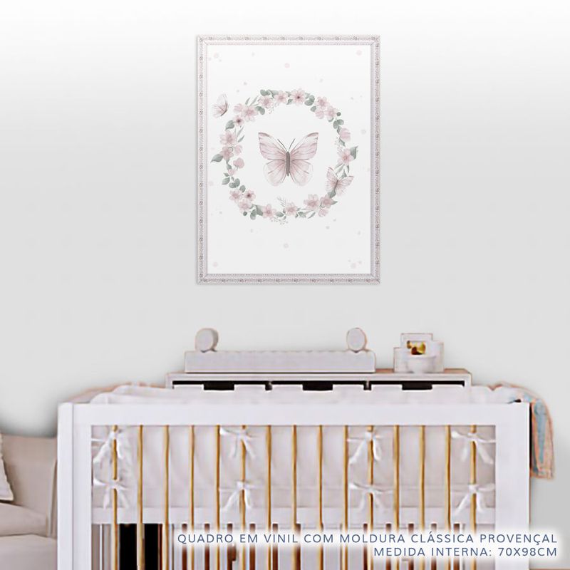 Quadro-Infantil-Jardim-Guirlanda-com-Borboletas-Rosa-Vertical-2