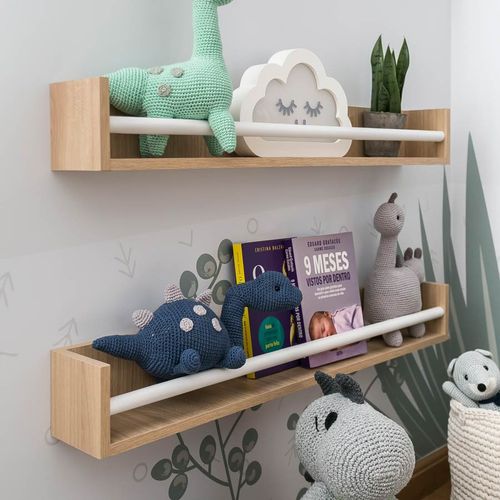 Prateleira de Livro Up 90cm Carvalho e Branco