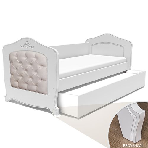 Cama Sofá Nóbile Branco Provençal com Cama Auxiliar e Capitonê