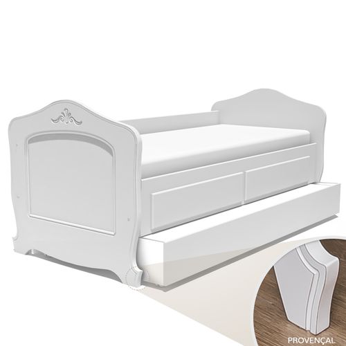 Cama Sofá Nóbile com Cama Auxiliar e 2 Gavetas Branco Provençal