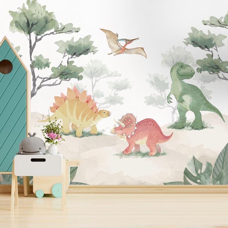 Papel-de-Parede-Dinossauro-Aquarela---Mural-1