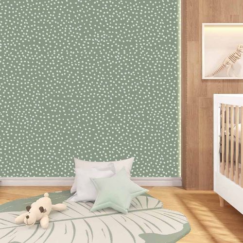 Papel de Parede Infantil Poá Irregular Verde
