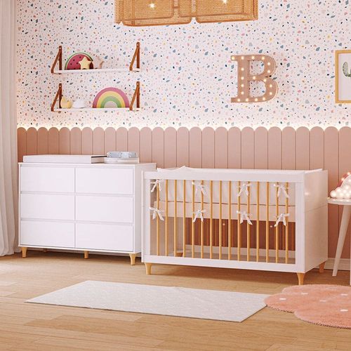 Quarto de Bebê Haus Branco - Berço + Cômoda