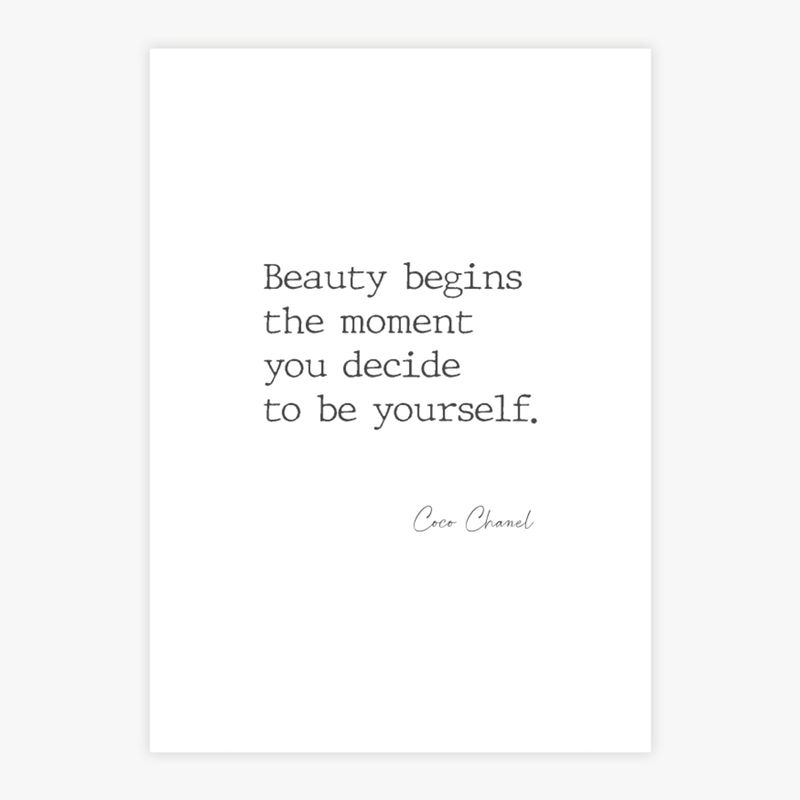Quadro-Frase-Beauty-Begins-The-Moment-You-Decide-To-Be-Yourself-Preto---Vertical-